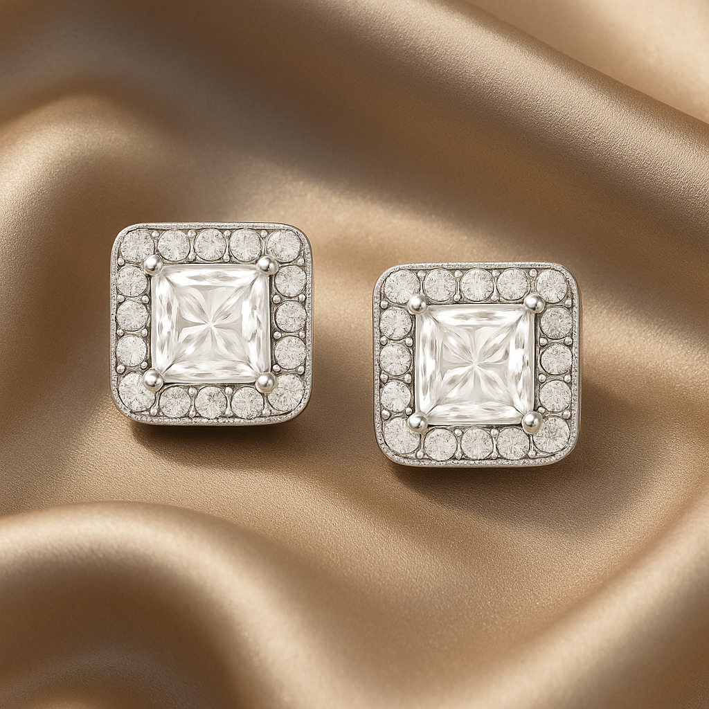 Rianne Princess-Cut Halo Studs