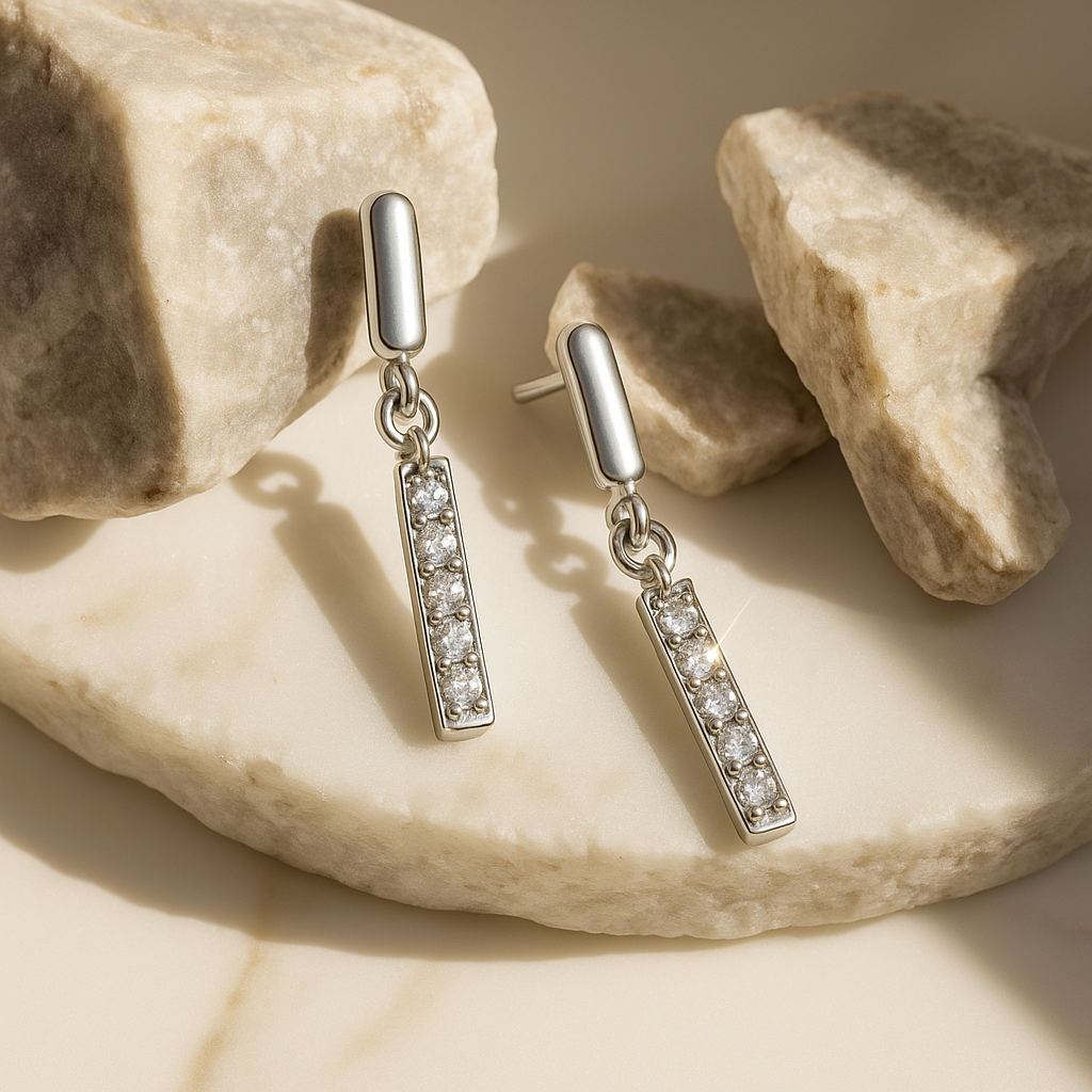 Rianne Vertical Diamond Bar Drop Earrings