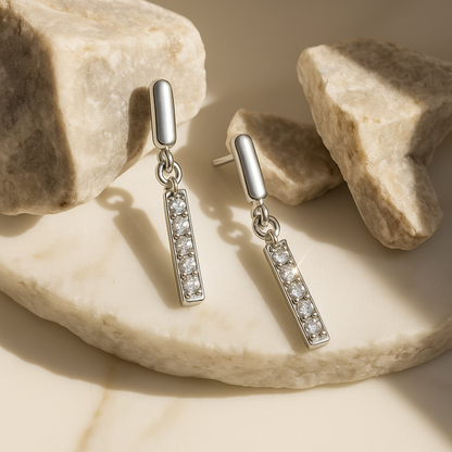 Rianne Vertical Diamond Bar Drop Earrings