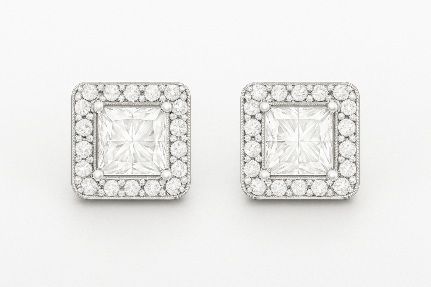 Rianne Princess-Cut Halo Studs