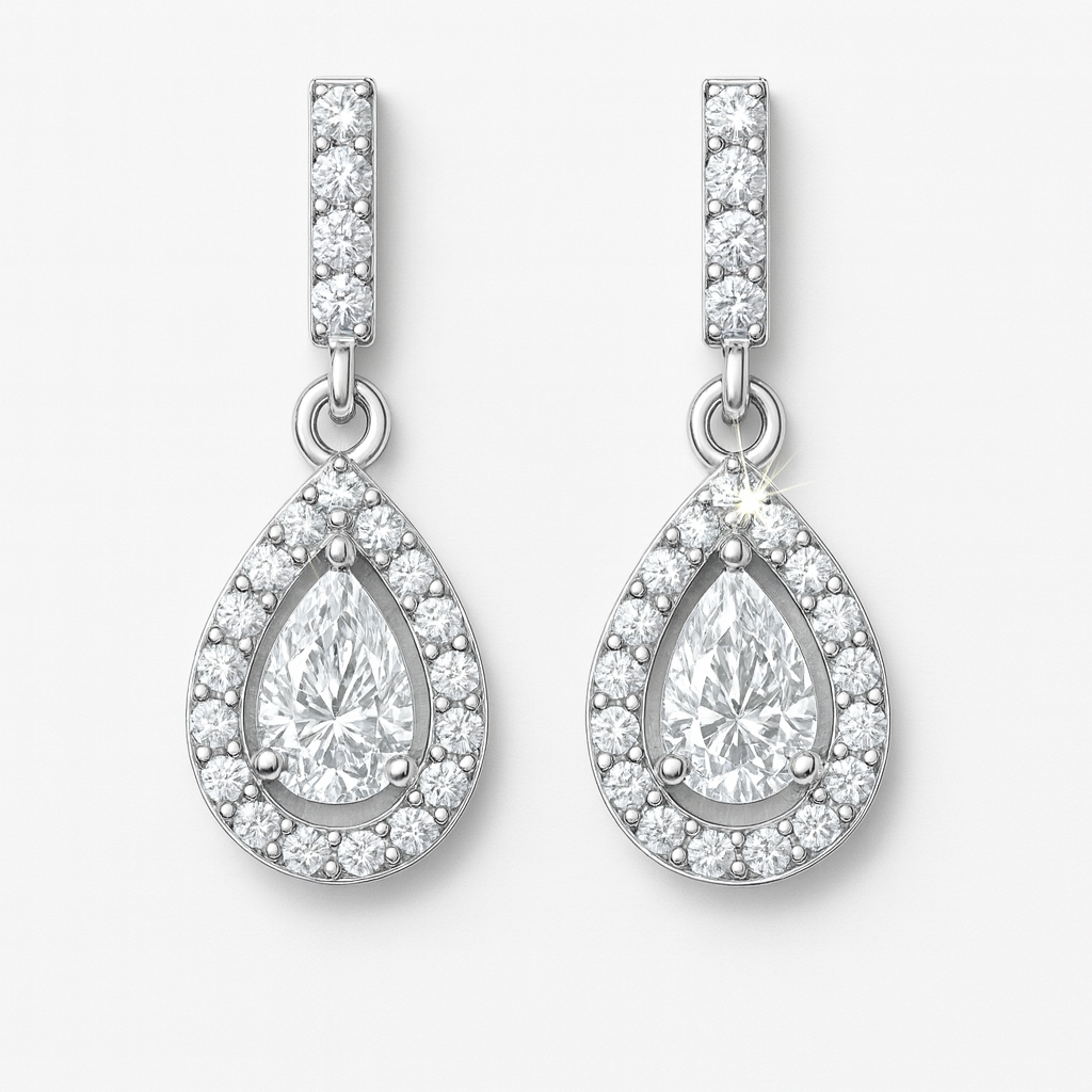 Rianne Teardrop Halo Diamond Earrings