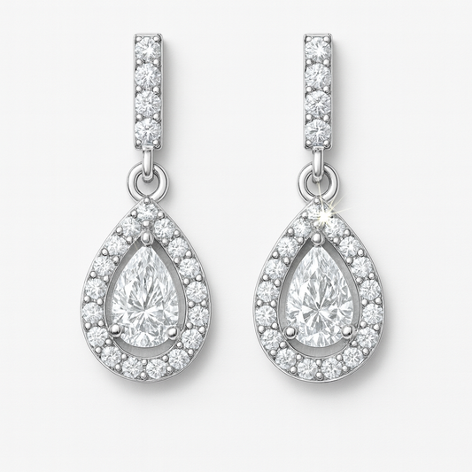 Rianne Teardrop Halo Diamond Earrings