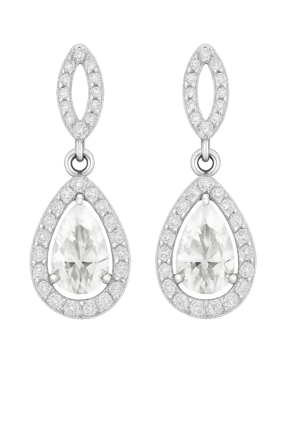 Rianne Halo Teardrop Moissanite Earrings