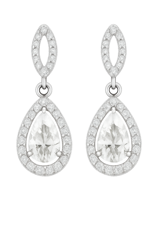 Rianne Halo Teardrop Moissanite Earrings