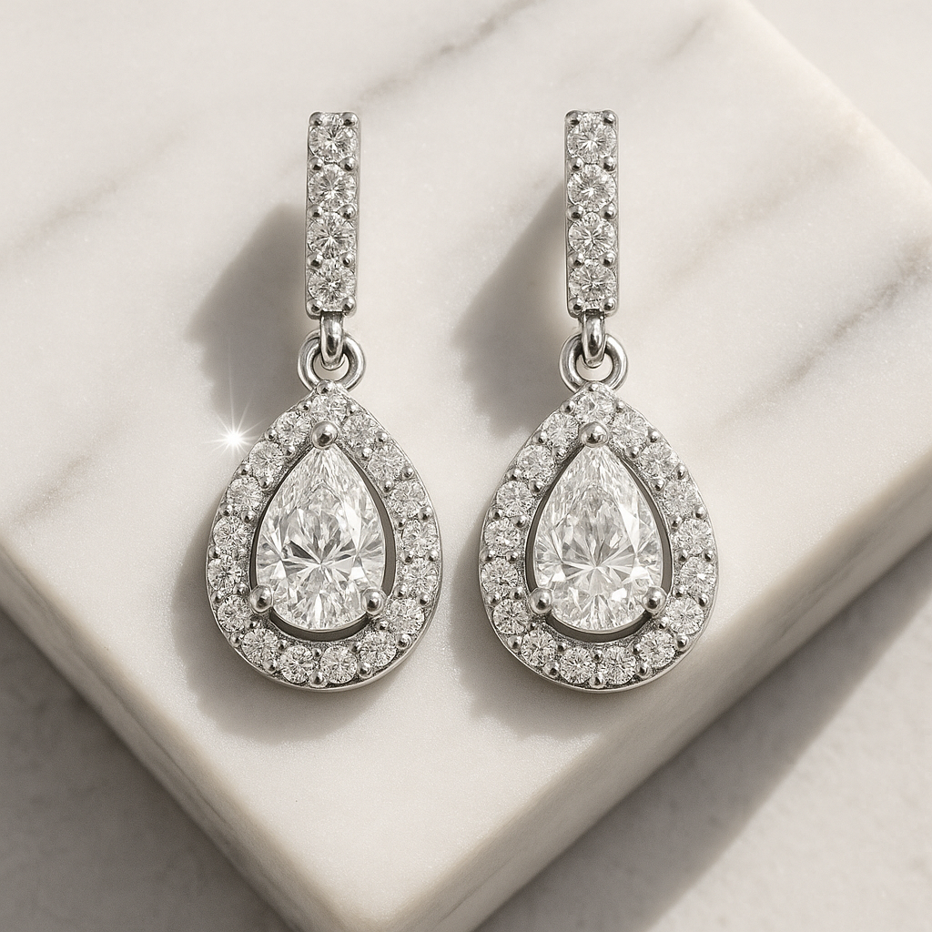 Rianne Teardrop Halo Diamond Earrings