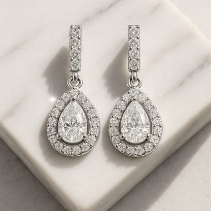 Rianne Teardrop Halo Diamond Earrings