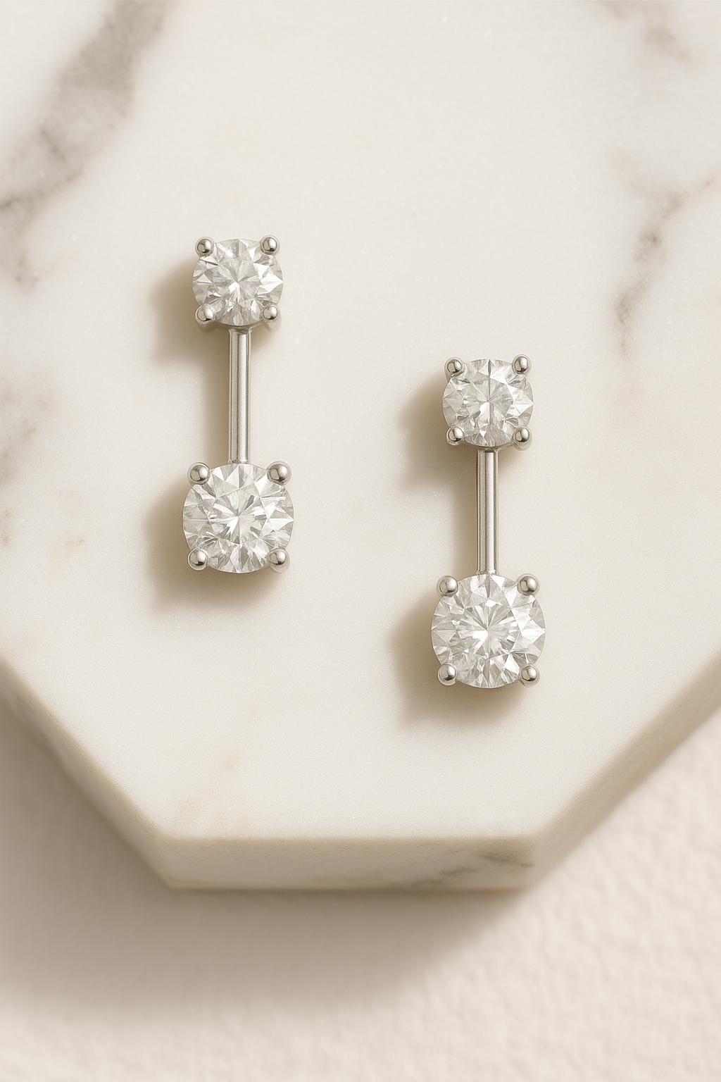 Rianne Dual Solitaire Drop Earrings
