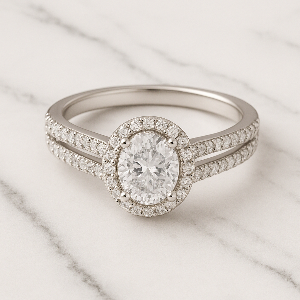 Rianne Round Halo Split Band Ring