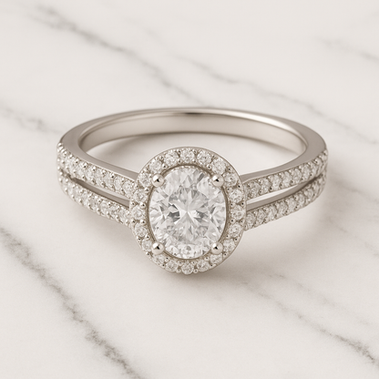 Rianne Round Halo Split Band Ring