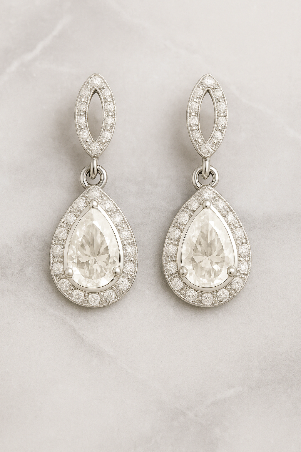 Rianne Halo Teardrop Moissanite Earrings