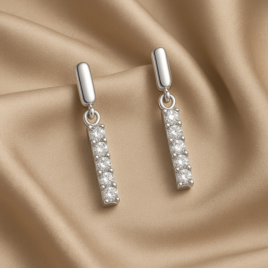 Rianne Vertical Diamond Bar Drop Earrings