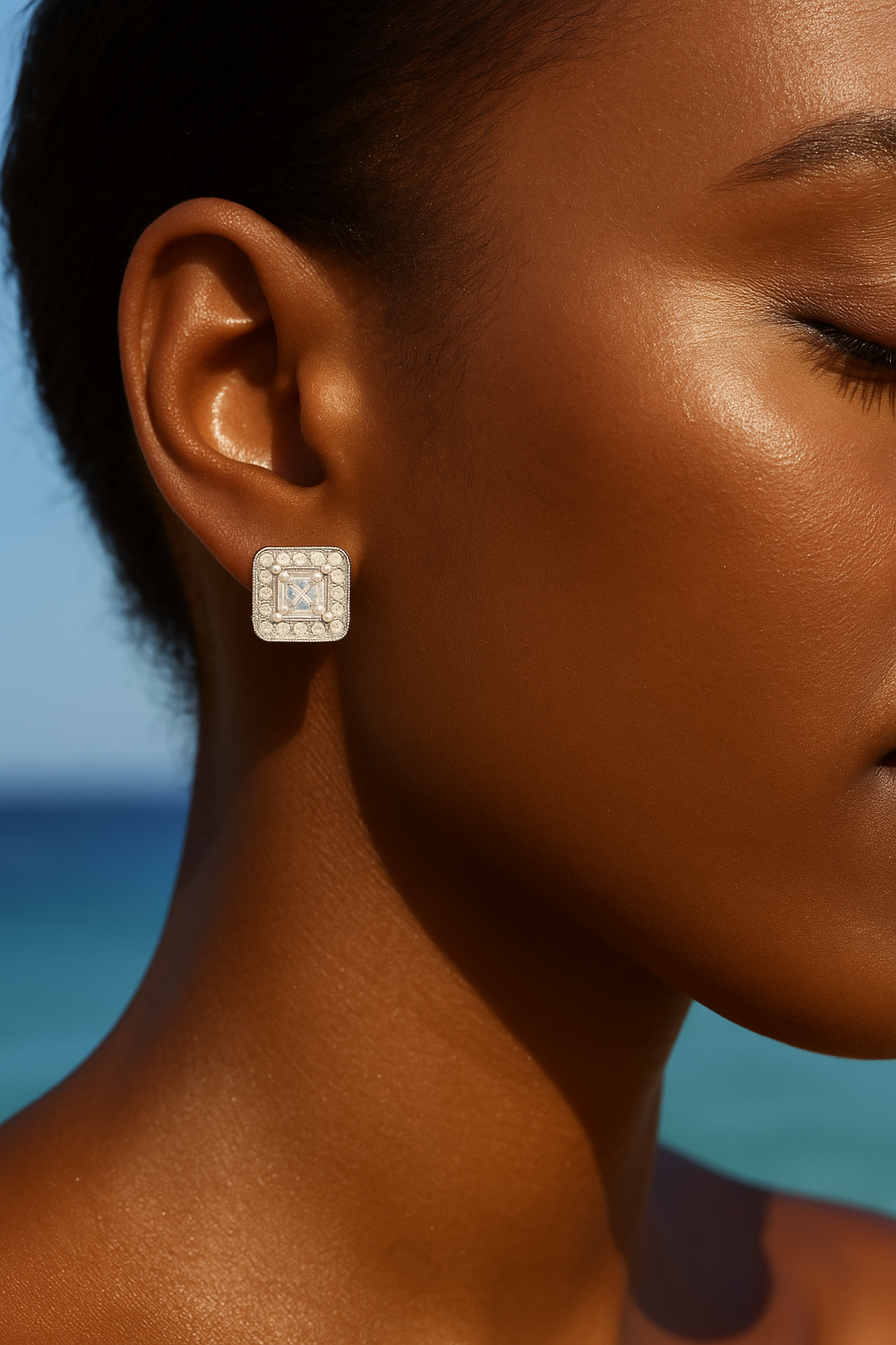 Rianne Princess-Cut Halo Studs