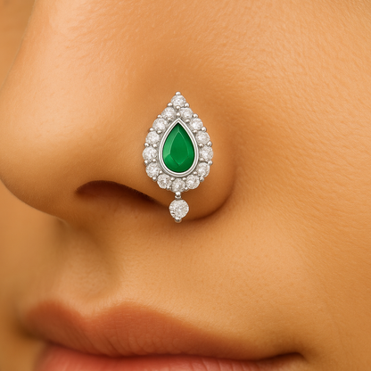 Rianne Teardrop Halo Moissanite Nosepin