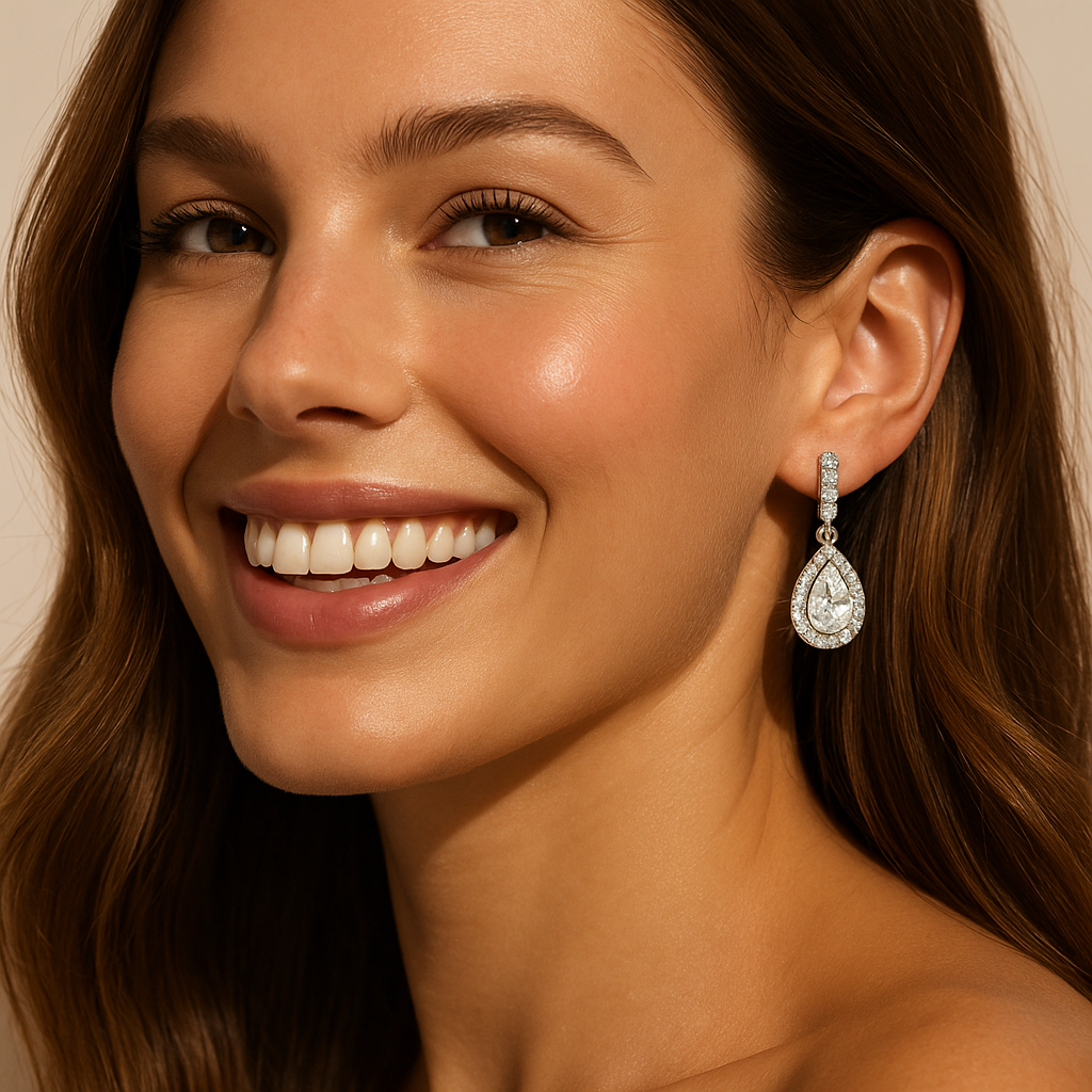 Rianne Teardrop Halo Diamond Earrings