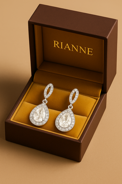 Rianne Halo Teardrop Moissanite Earrings
