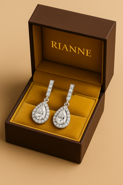 Rianne Teardrop Halo Diamond Earrings