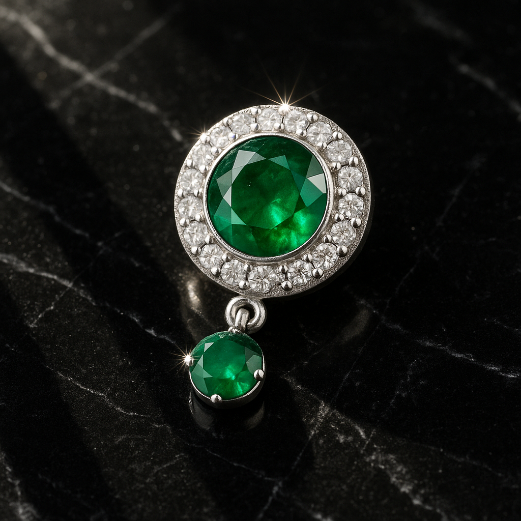 Rianne Halo Emerald Moissanite Nosepin