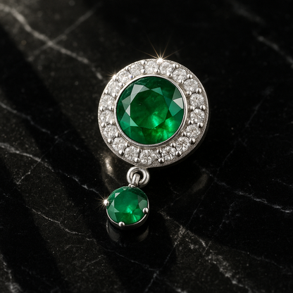 Rianne Halo Emerald Moissanite Nosepin