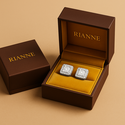 Rianne Princess-Cut Halo Studs