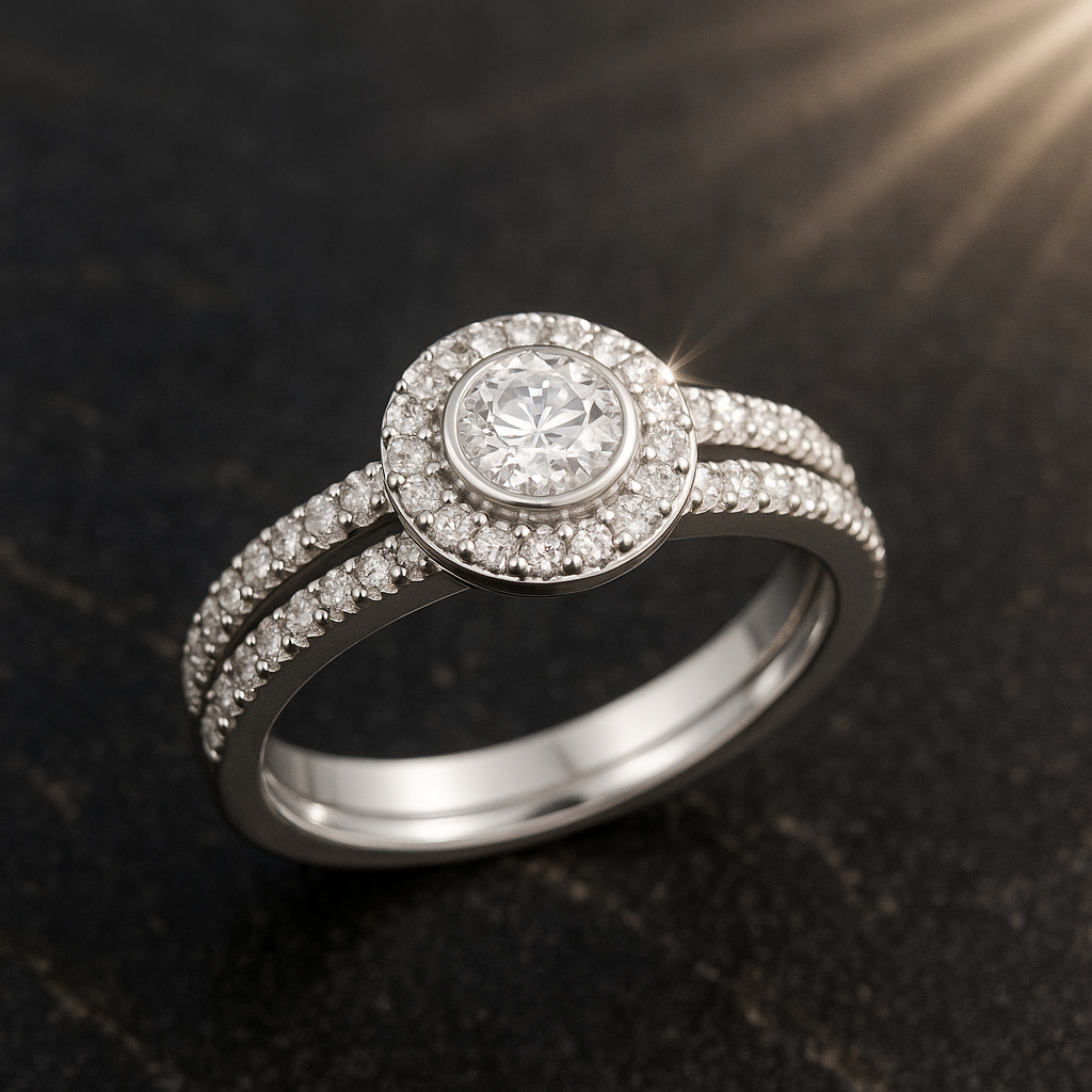 Rianne Round Halo Split Band Ring
