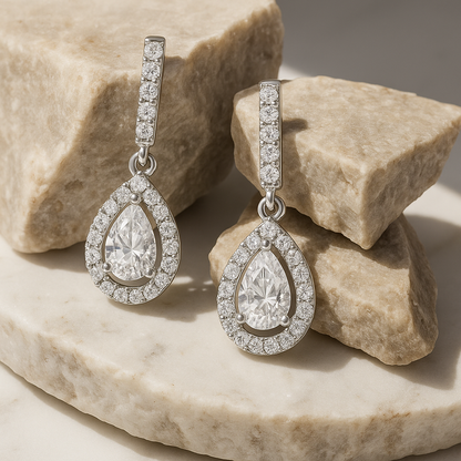 Rianne Teardrop Halo Diamond Earrings