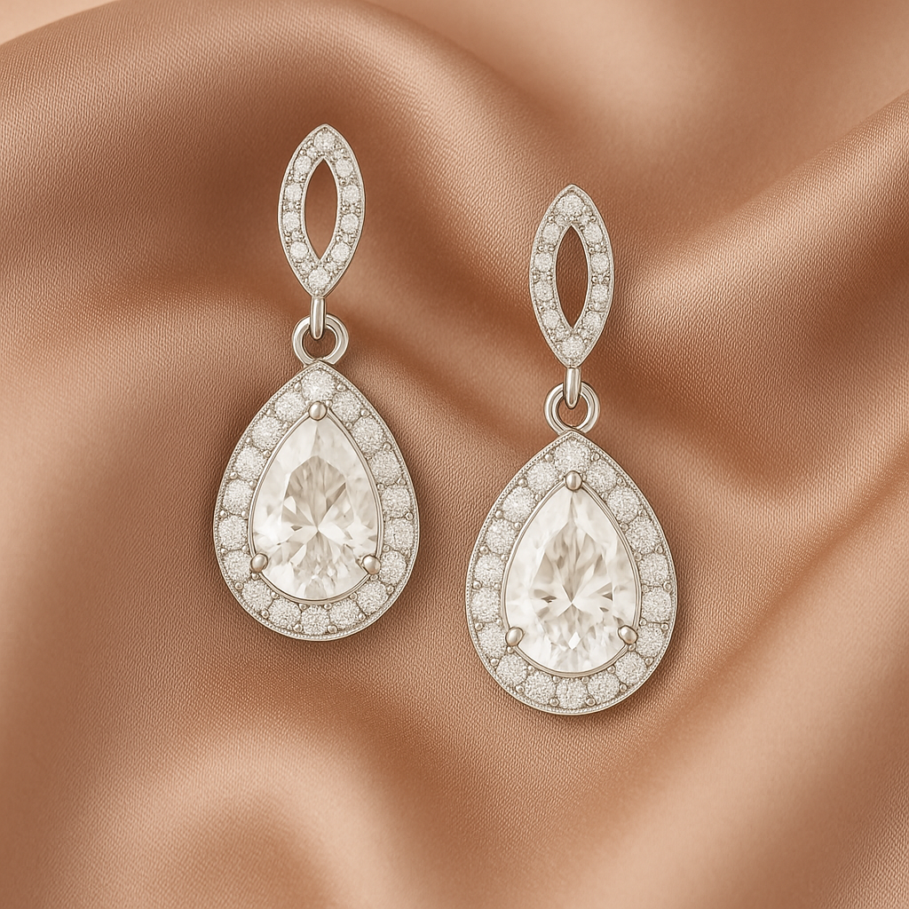 Rianne Halo Teardrop Moissanite Earrings